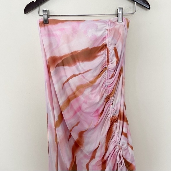AMYLYNN Pink/Brown Tie Dye Adjustable Side Cinched Skirt Midi Length Size Medium - Picture 2 of 9